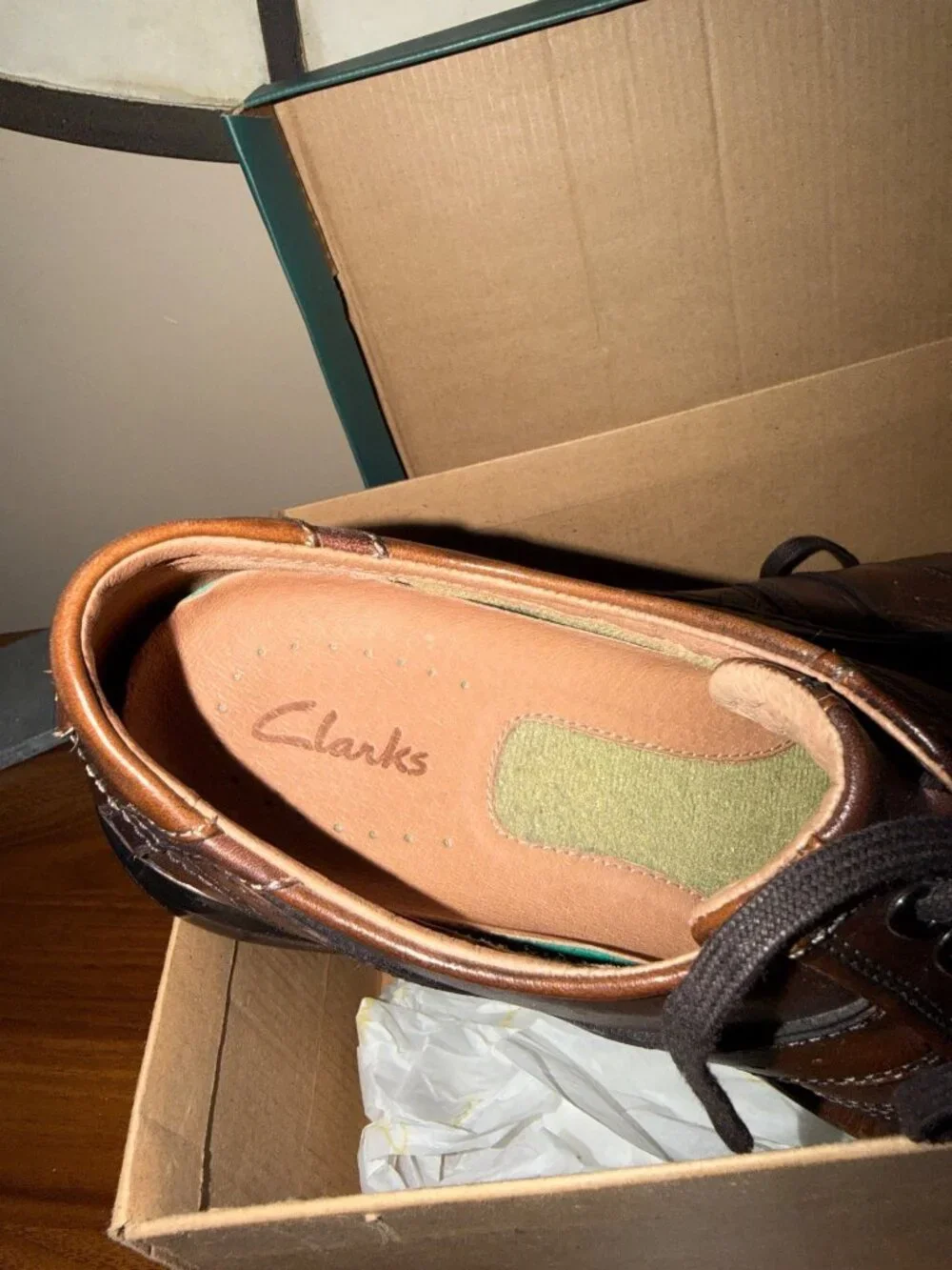 Clarks Touareg Mens Brown Leather Oxford Shoes Size 11M With Original Box